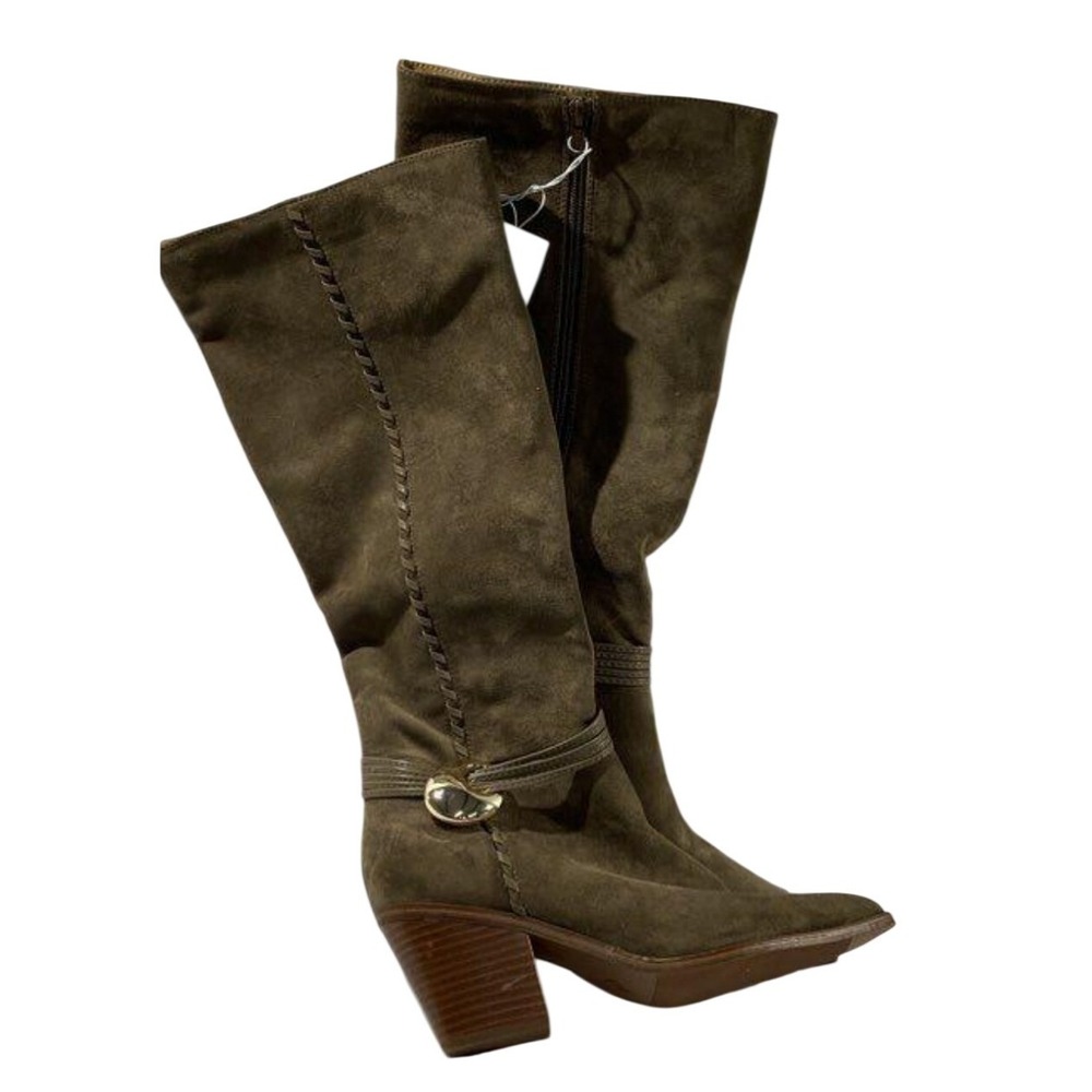Universal Thread Brown Faux Suede Tall Boots Pointed Toe Block Heel Womens 9